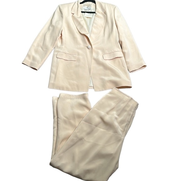 Rickie freeman for Teri Jon nites saks fifth Avenue slik pantsuit size 14 peach - Picture 1 of 12